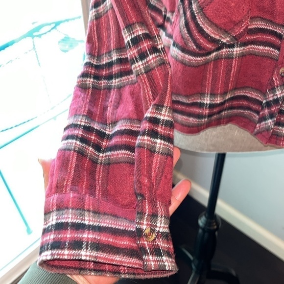 Ci sono plaid collection cropped mustard rust flannel shirt women's size Large - Picture 6 of 9